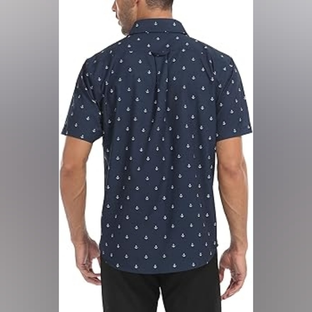 Mens Xtreme Gear Navy Blue/White Button Down Shirt Sz L